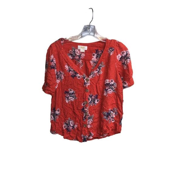 254. Mauve Anthropologie flowy floral blouse size 4 - Picture 4 of 9